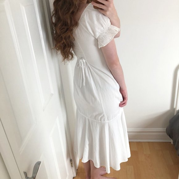 Vintage Cottagecore Puff Sleeve Lace Midi Dress M - Picture 4 of 9